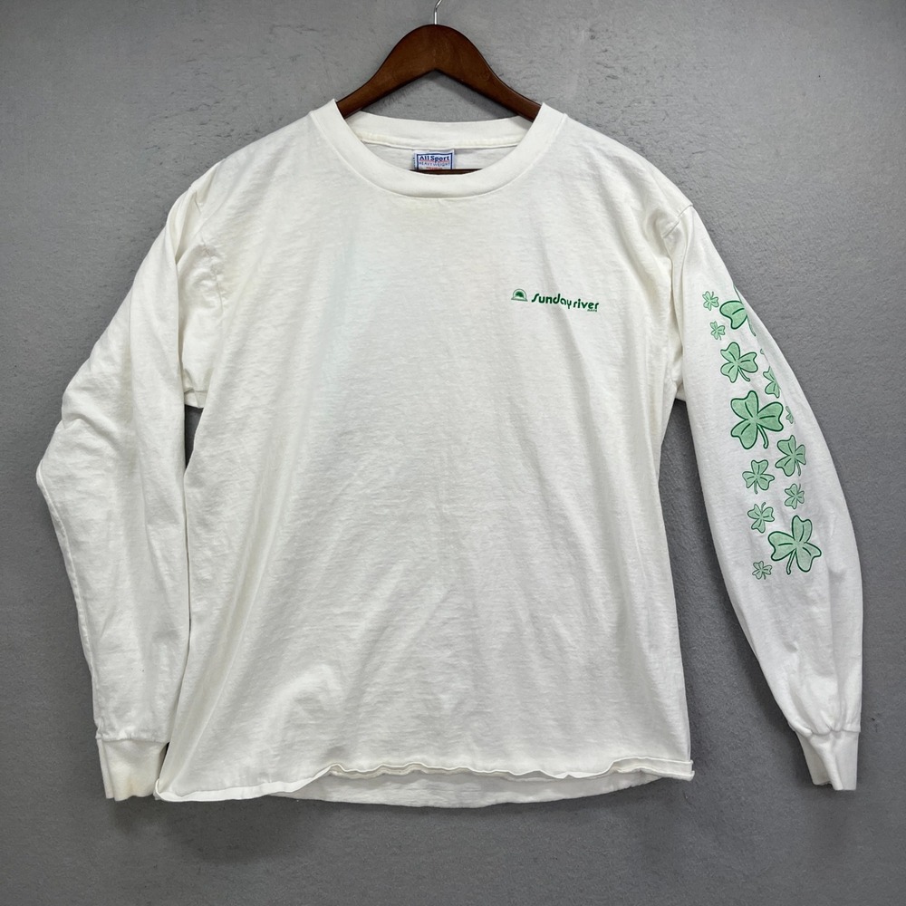 Vintage Sunday River Maine T Shirt Mens Large White St Patricks Day Ski-Ters